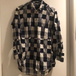 Checkered/ Plaid Blue & White Top